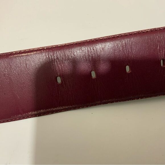 Liz Clairborne Belt red wide with accents on buckle full grain leather Medium - Picture 9 of 11
